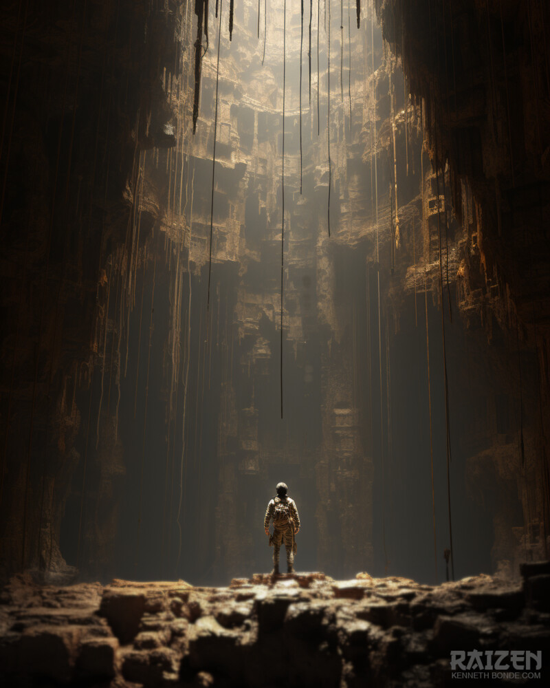 Cinematic chasm of tombs environment design by Kenneth Bonde.